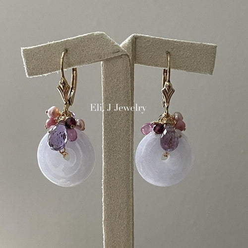 Eli. J Signature: Lilac Lavender Type A Jade Donuts & Gems Earrings
