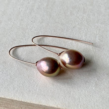 Load image into Gallery viewer, Rainbow Edison Pearls on Hand Forged Hooks 14kRGF