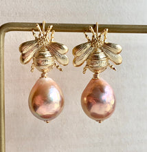 Load image into Gallery viewer, Peach Gold AAA Edison Pearls &amp; Bees