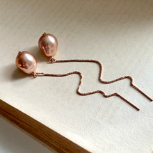 Load image into Gallery viewer, Copper-Pink AAA Edison Pearls 14kRGF Threaders