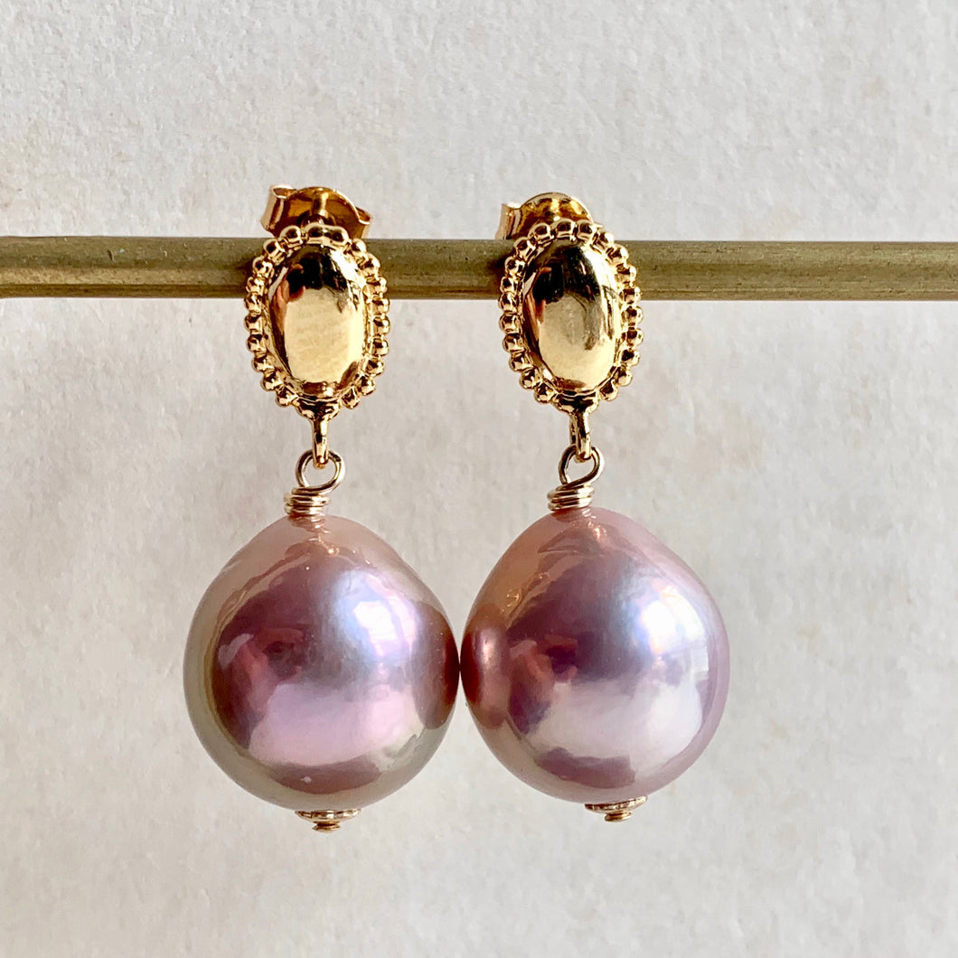 Unicorn- Pink Edison Pearls on Vintage Oval Studs