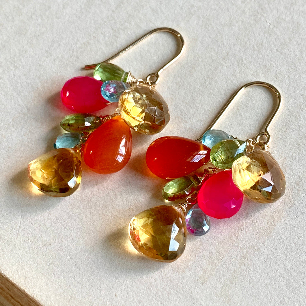 Colorful Gems- Citrine, Carnelian, Hot Pink