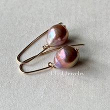 Load image into Gallery viewer, Rainbow Lustre Pearls on 14kGF Hand Forged Hooks