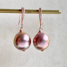 Load image into Gallery viewer, Deep Metallic Pink Pearls on 14k Rose Gold