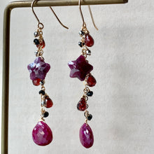 Load image into Gallery viewer, Stars AAA Ruby Garnet Spinel 14k GF Earrings