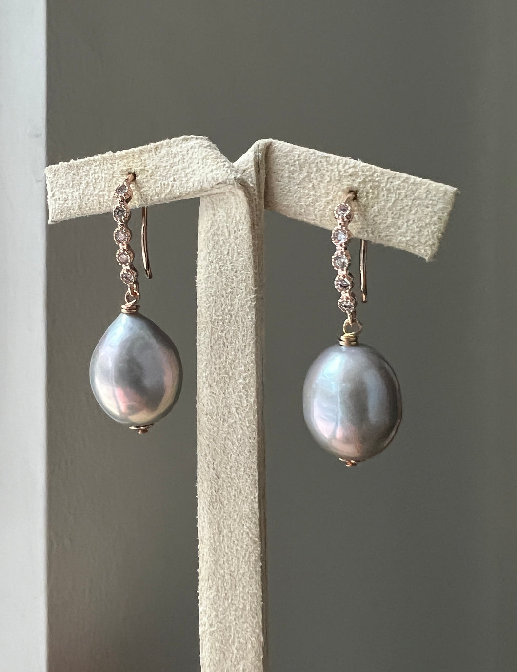 Silver Baroque Pearl 14kRGF Earrings
