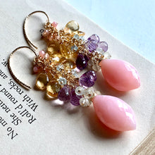 Load image into Gallery viewer, Soft Rainbow- Pink Opal, Pink Amethyst, Citrine 14k Gold Filled Earrings