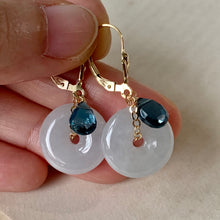 Load image into Gallery viewer, Type A White Jade &amp; London Blue Topaz 14kGF
