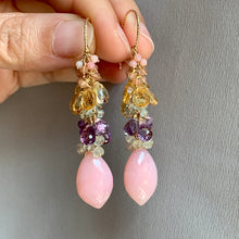 Load image into Gallery viewer, Soft Rainbow- Pink Opal, Pink Amethyst, Citrine 14k Gold Filled Earrings