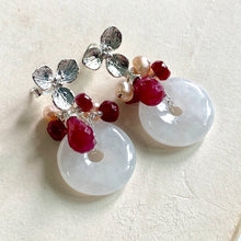 Load image into Gallery viewer, Icy White Jade with Rubies &amp; Pearls