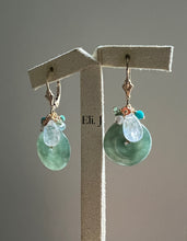 Load image into Gallery viewer, Dark Green Jade Donuts, Rainbow Moonstone 14kGF Earrings