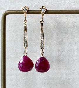 AAA Ruby Art Deco Inspired Earrings