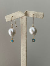 Load image into Gallery viewer, Ivory Pearls &amp; Faux Turquoise Charm 14kGF Earrings