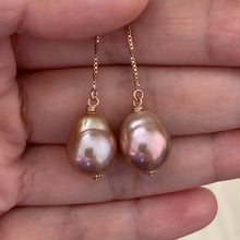 Load image into Gallery viewer, Copper-Pink AAA Edison Pearls 14kRGF Threaders