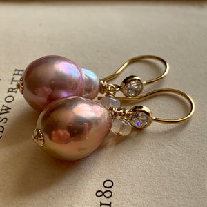 Pink Rainbow Pearls, Opal on 14k Gold Filled