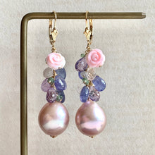 Load image into Gallery viewer, Pink Edison Pearls &amp; Gemstone Drops 14kGF Earrings