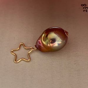Rainbow Gold Edison Pearl 14k Gold Filled Star Pendant