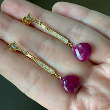 Load image into Gallery viewer, AAA Ruby Art Deco Inspired Earrings