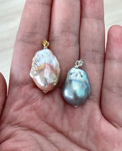 Load image into Gallery viewer, Silver &amp; Rainbow- Peach Baroque Pearl Pendants