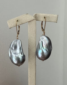 Large Silver Baroque Pearls 14kGF Earrings