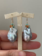 Load image into Gallery viewer, Silver Baroque Pearls Summery Gemstones 14kGF Earrings