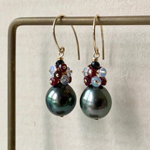 Load image into Gallery viewer, Tahitian Pearls, Ruby, Opal, 14kGF Earrings