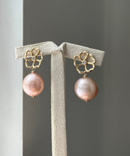 Load image into Gallery viewer, Large Peach Edison Pearls on Open-Flower Studs