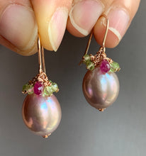 Load image into Gallery viewer, Lavender Pearls, Peridot &amp; Pink Sapphire on 14k Rose Gold Filled