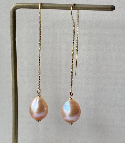 Peach Edison Pearls on 14kGF Threaders