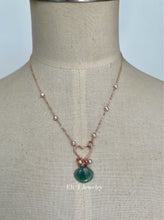 Load image into Gallery viewer, Eli. J Exclusive: Bluish-Green Jade Shell &amp; RGF Heart Necklace