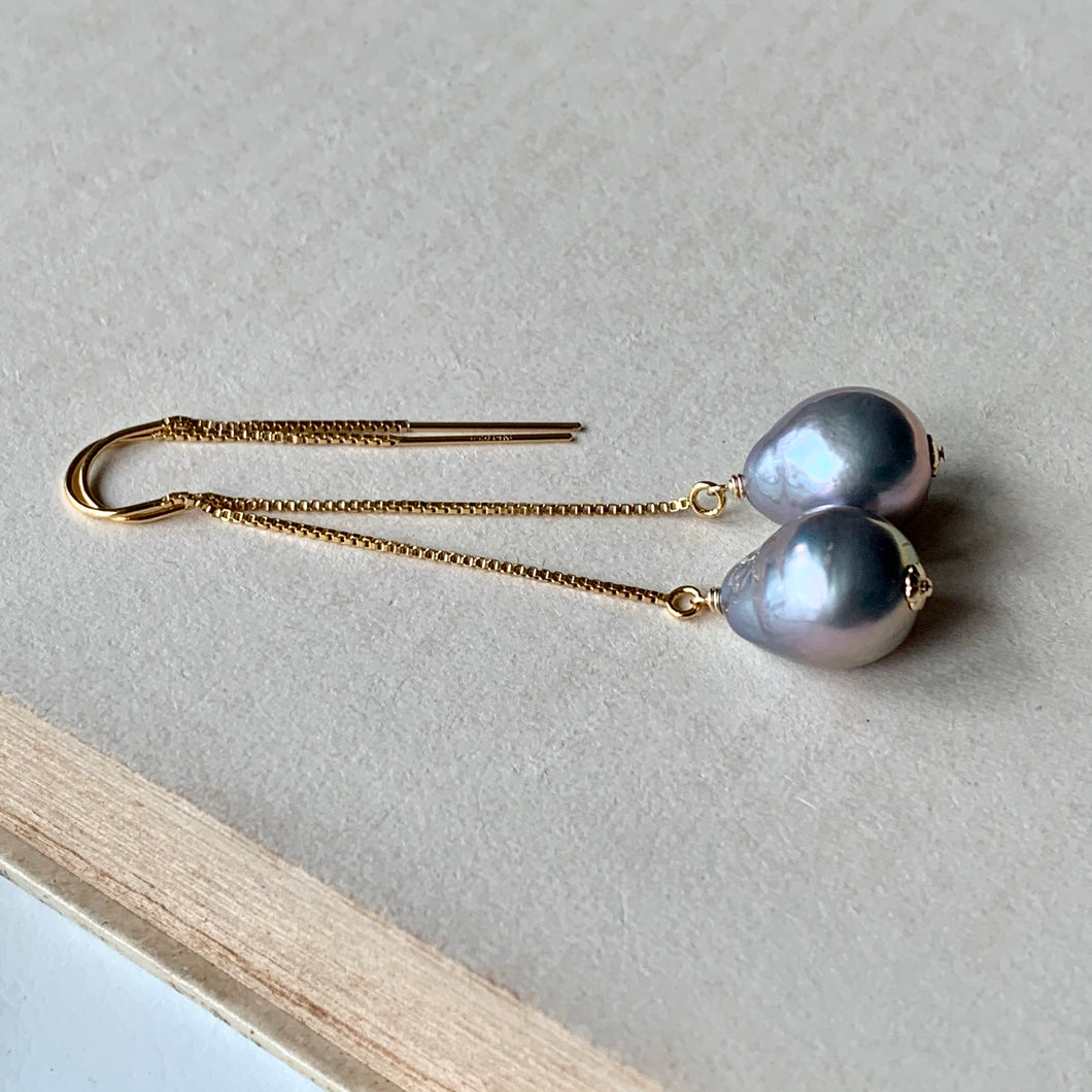 Silver Baroque Pearls on 14kGF Threaders