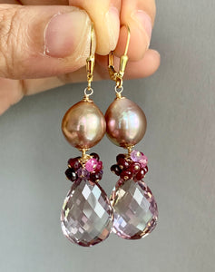 Gold Edison Pearls, AAA Ametrine & Ruby on 14k gold filled