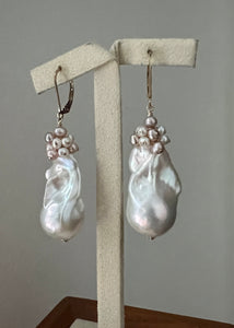 Large Ivory Baroque Pearls & Baby Pearls 14kGF Earrings