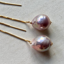 Load image into Gallery viewer, Lilac Pink Unicorn Edison Pearls 14kGF Threaders