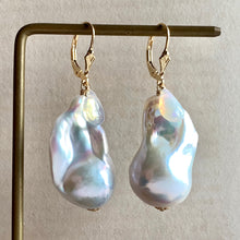 Load image into Gallery viewer, AAA White Baroque Pearl &amp; Opal 14kGF Earrings