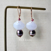 Load image into Gallery viewer, Eli. J Exclusive: Light Lavender Jade Shells, Rose Tahitian Pearls 14kRGF Earrings