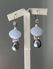Load image into Gallery viewer, Rare Exclusive Lavender Jade Shells, Rose Tahitian Pearls &amp; Gemstones 14kGF Earrings