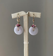 Load image into Gallery viewer, Lilac Lavender Jade Donuts, Pink Sapphire, Black Diamonds 14kGF Earrings