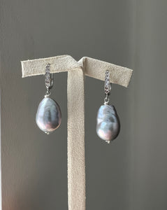 Silver Pearls on CZ Hoops