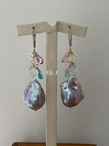 Purple Rainbow Baroque Pearls Pink Topaz Opal Apatite 14kGF