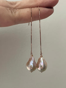 Pink Edison Drop Pearls on 14kRGF Threaders