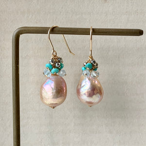 Rainbow Peach Edison Pearls, Turquoise, Sky Blue
