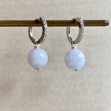 Load image into Gallery viewer, Lavender Jade on CZ Hoops