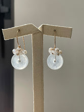 Load image into Gallery viewer, Petite Icy Jade Donuts, Rainbow Moonstone &amp; Pearls 14kGF Earrings