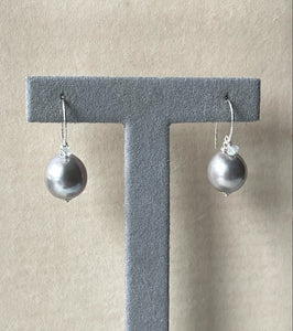 Silver Edison Pearls, Rainbow Moonstone 925 Silver Earrings