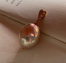 Load image into Gallery viewer, Unicorn Peach Pink Pearl on Rose Gold Pendant