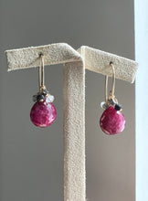 Load image into Gallery viewer, Ruby, Natural Black Diamond, Gems 14kGF Earrings