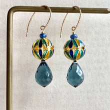 Load image into Gallery viewer, Blue Quartz &amp; Cloisonne Lanterns 14kGF Earrings