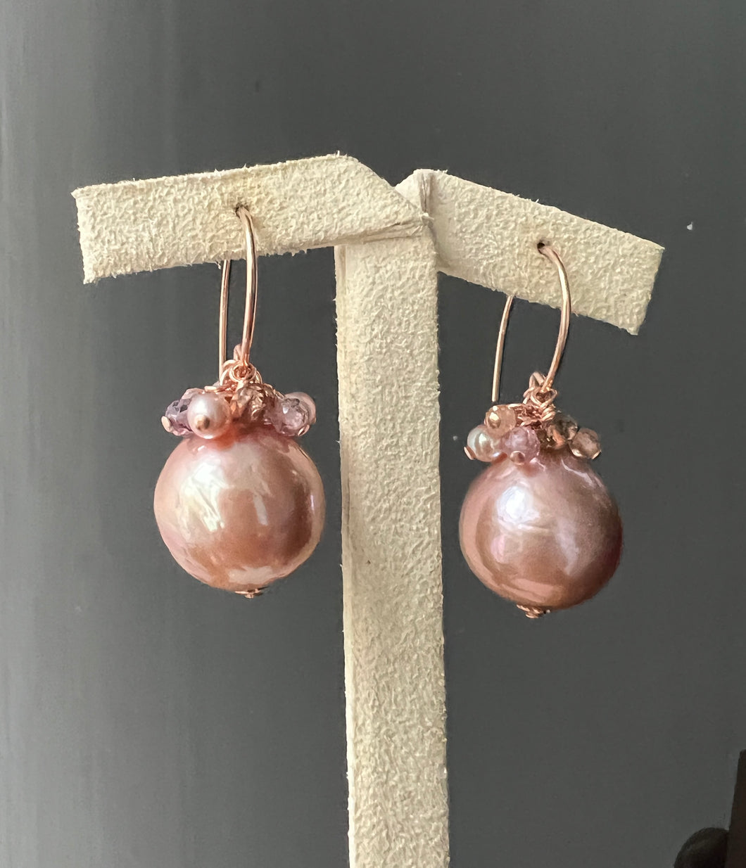 Purple-Pink Edison Pearls & Gems 14kGF Earrings