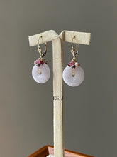 Load image into Gallery viewer, Lilac Lavender Jade Donuts, Pink Sapphire, Black Diamonds 14kGF Earrings